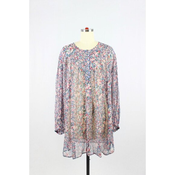 ISABEL MARANT Orion Blue Pink Floral Silk Georgette Mini Tunic Dress, Size 36/XS - Picture 5 of 16